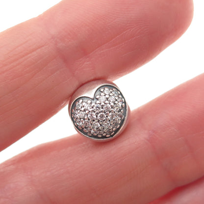 Pandora 925 Sterling Silver C Z Heart Clip Bead Lock Charm