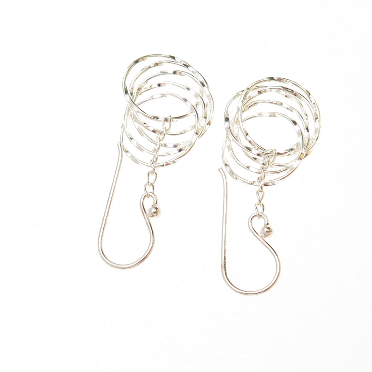 925 Sterling Silver Interlocked Circle Dangle Earrings