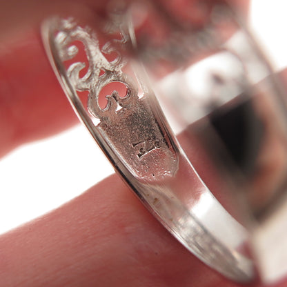 925 Sterling Silver Swirl Heart Ornate Ring Size 8