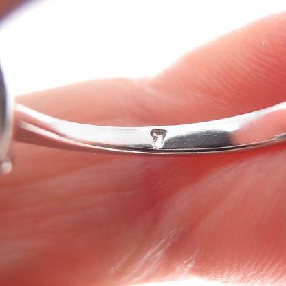 925 Sterling Silver Real Oval-Cut Blue Spinel & Round-Cut C Z Ring Size 7.75