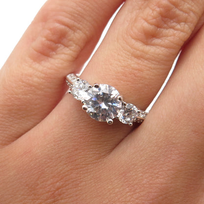 925 Sterling Silver Round-Cut C Z Engagement Ring Size 5.75