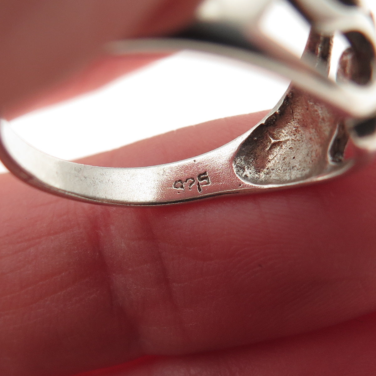 925 Sterling Silver Vintage Modernist Ring Size 8.75