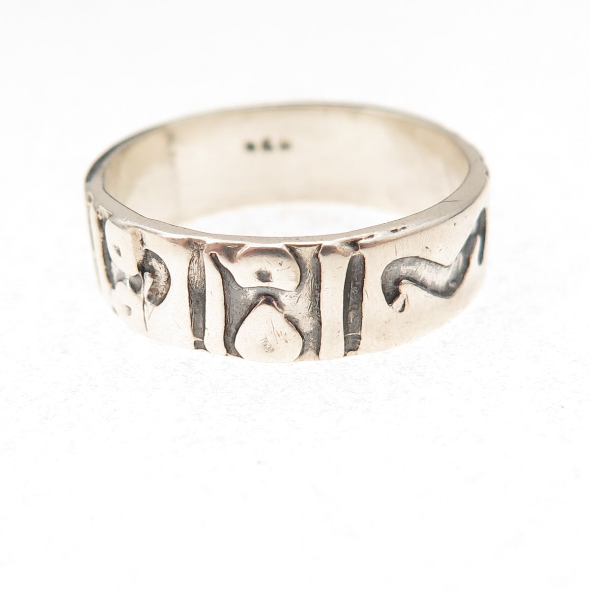 925 Sterling Silver Vintage Aries Zodiac Oxidized Band Ring Size 8.5