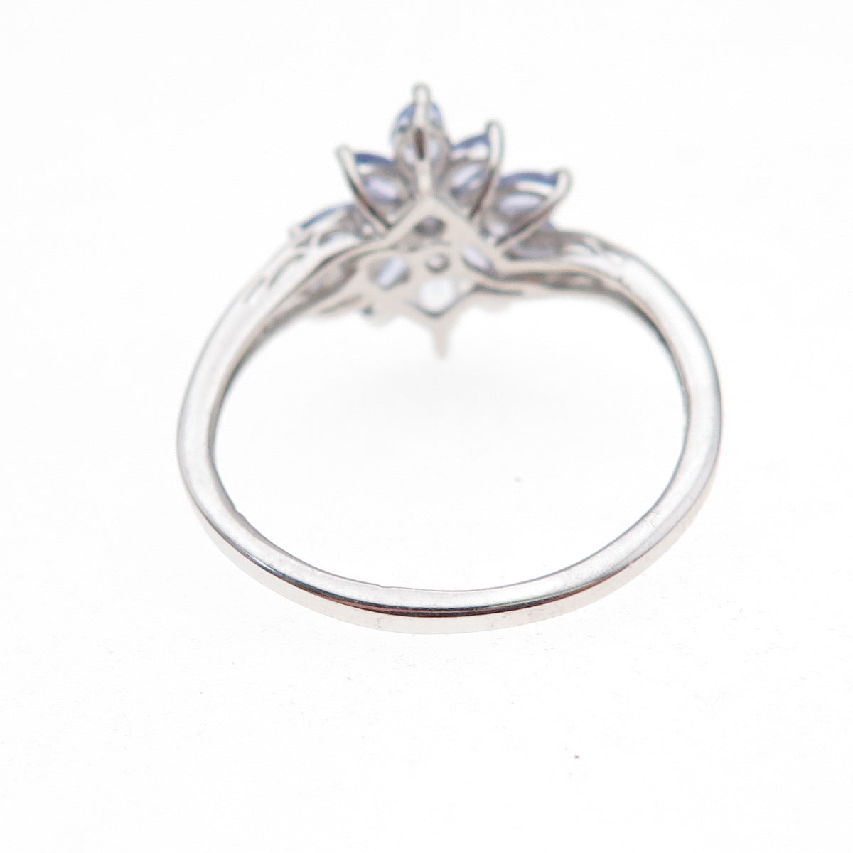 Chuck Clemency 925 Sterling Silver Real Tanzanite Floral Ring Size 8