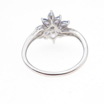 Chuck Clemency 925 Sterling Silver Real Tanzanite Floral Ring Size 8