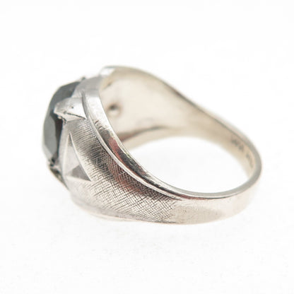 Wheeler Mfg Co. 925 Sterling Silver Antique Art Deco Real Hematite Ring Size 6.5