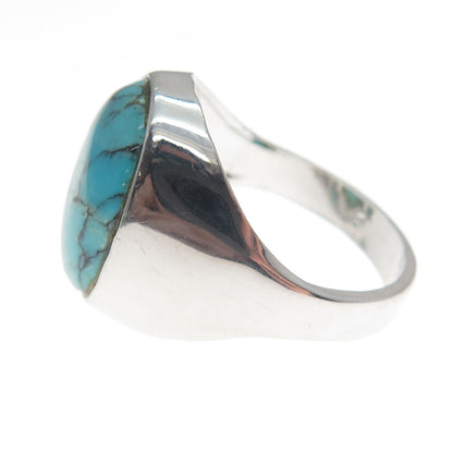 UNCAS 925 Sterling Silver Antique Art Deco Real Cabochon Turquoise Ring Size 11