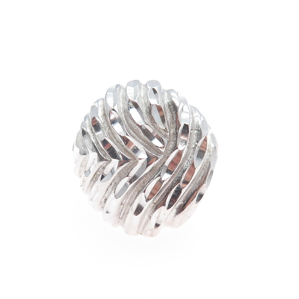 925 Sterling Silver Vintage Modernist Diamond-Cut Dome Ring Size 7