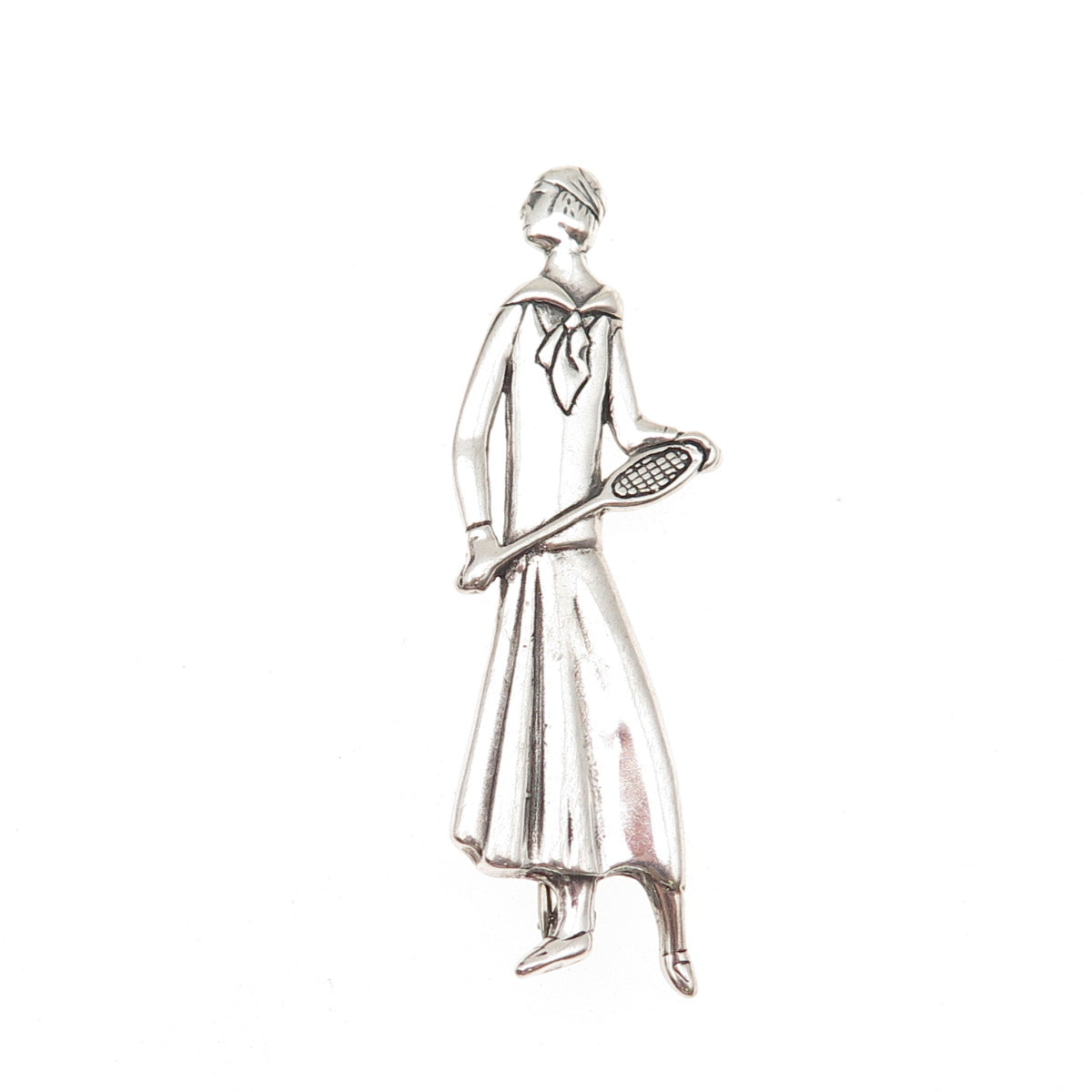 MFA Museum of Fine Arts 925 Sterling Silver Vintage Female Tennis Player Brooch