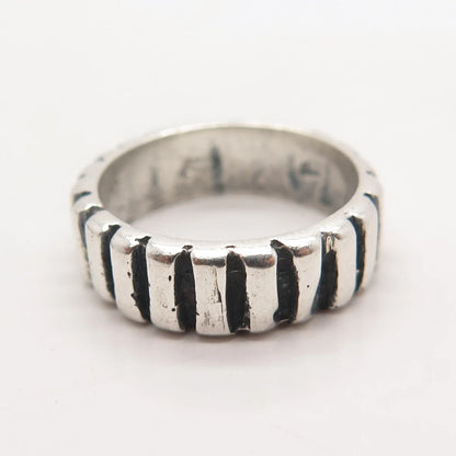 925 Sterling Silver Vintage Tribal Band Ring Size 6