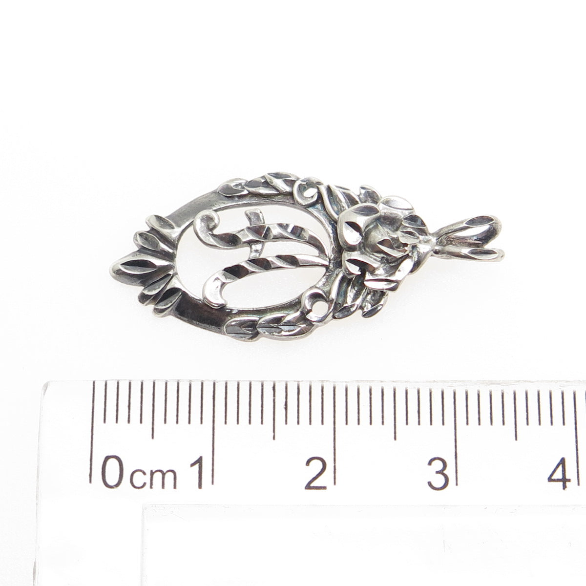 MORNING SUN JEWELRY 925 Sterling Silver Vintage Letter "A" Initial Rose Pendant