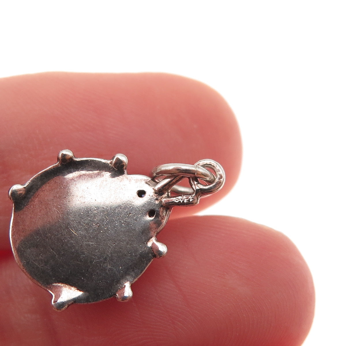 925 Sterling Silver Vintage Real Sapphire Spinel & C Z Ladybird Charm Pendant