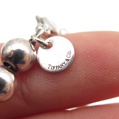 TIFFANY & CO. 925 Sterling Silver Vintage Graduated HardWear Beaded Necklace 16"