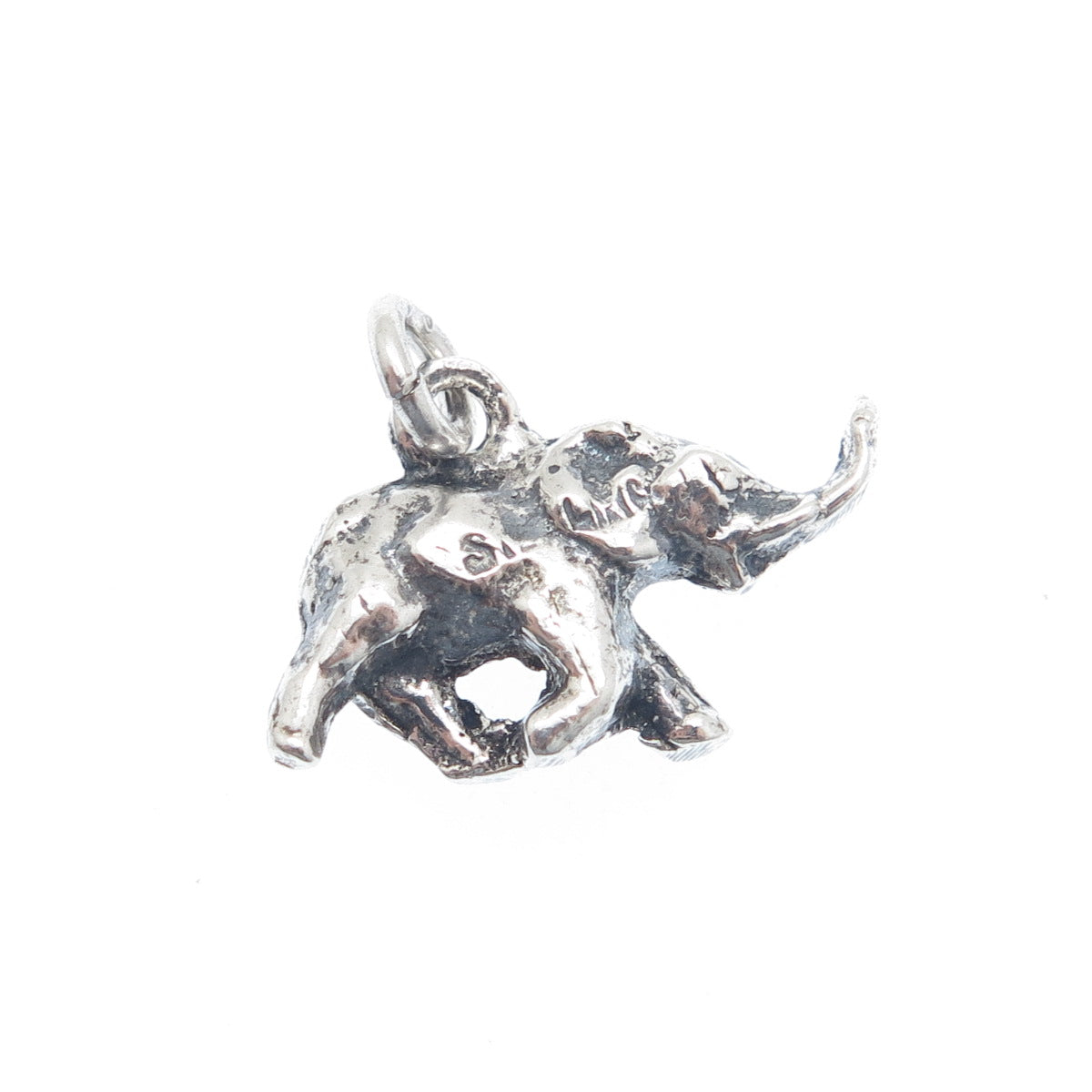 925 Sterling Silver Vintage Elephant Oxidized Minimalist Charm Pendant