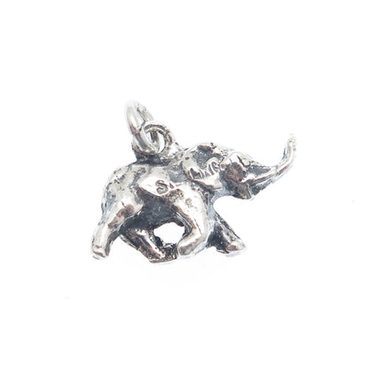 925 Sterling Silver Vintage Elephant Oxidized Minimalist Charm Pendant