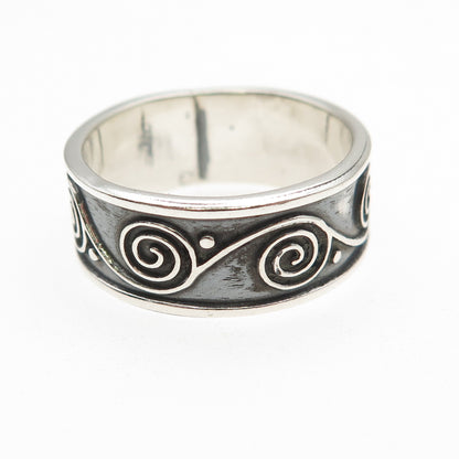 925 Sterling Silver Vintage Mexico Spiral Oxidized Band Ring Size 9.5