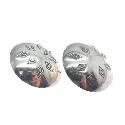 S. KRATH 925 Sterling Silver Vintage Modernist Snowflake Dome Clip On Earrings