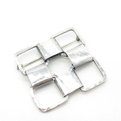 925 Sterling Silver Vintage Modern Style Checkerboard Pattern Pin Brooch