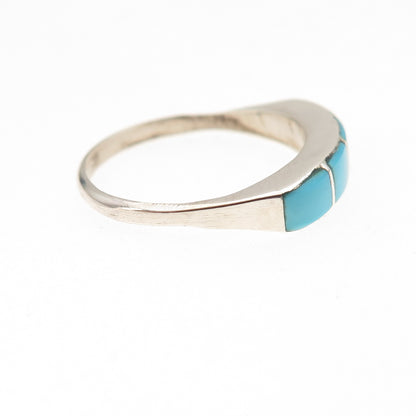 Old Pawn 925 Sterling Silver Vintage Southwestern Turquoise Tribal Ring Size 6