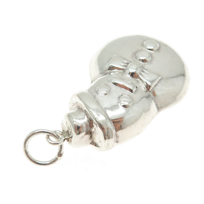 925 Sterling Silver Vintage Snowman Hollow Charm Pendant