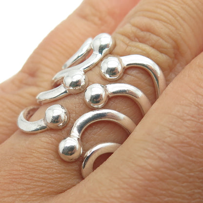 ATI 925 Sterling Silver Beaded Modernist Wide Ring Size 6.75