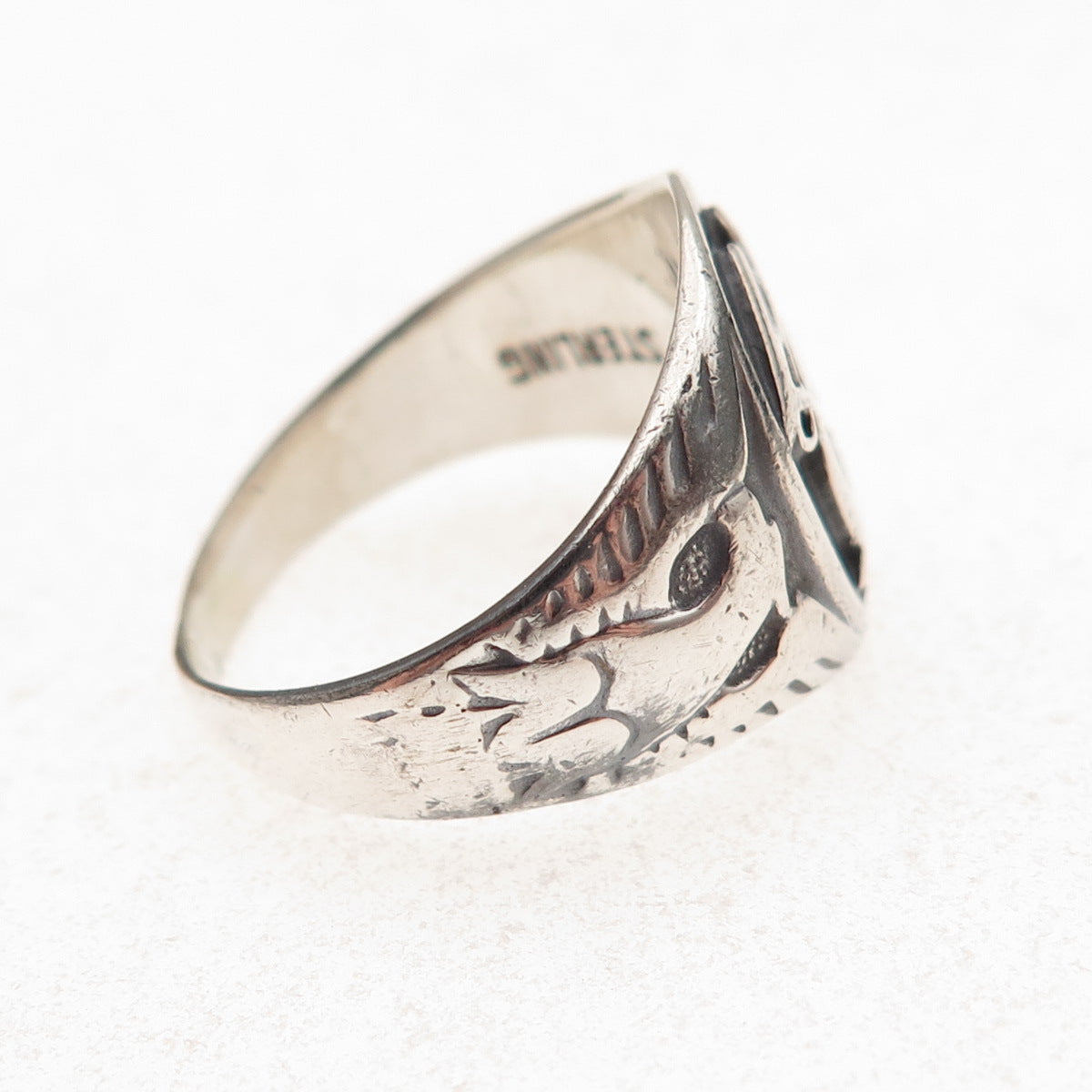 925 Sterling Silver Antique WWII US Army Quartermaster Eagle Ring Size 9