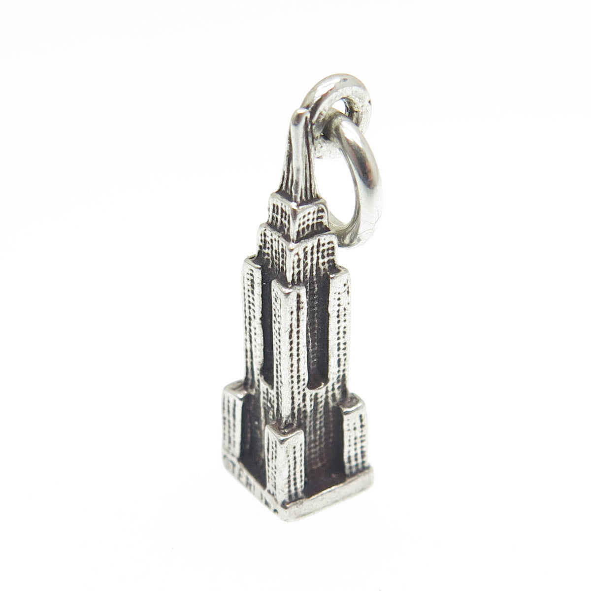 925 Sterling Silver Antique Art Deco Empire State Building Minimalist Pendant