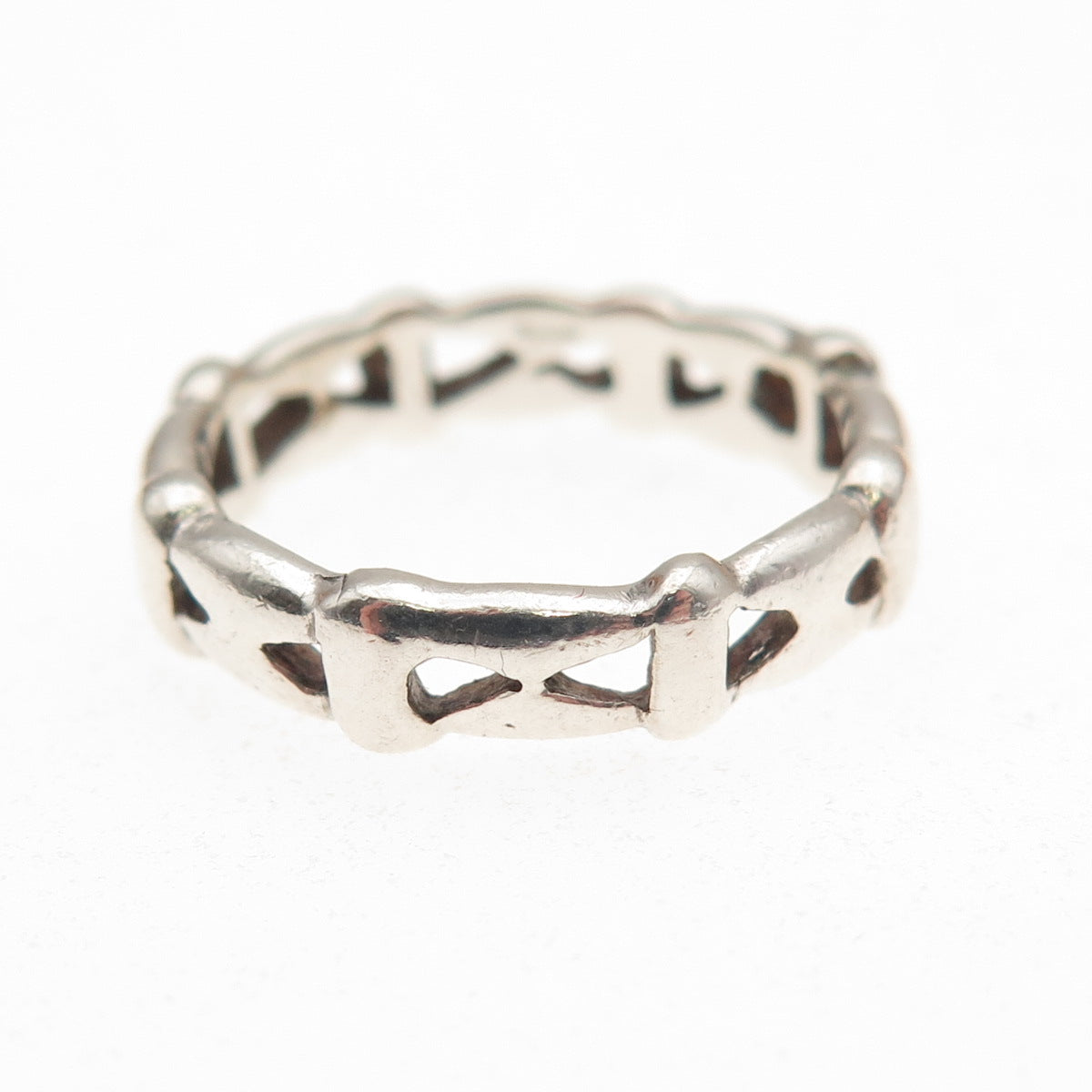 925 Sterling Silver Vintage Modernist Band Ring Size 6.25