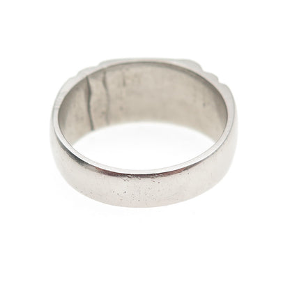 Silver-Tone Antique Art Deco Engraved RJM Signet Ring Size 9.75