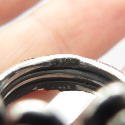 925 Sterling Silver Vintage Modernist Oxidized Adjustable Ring Size 7.5
