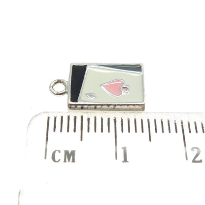 WORLD POKER TOUR 925 Sterling Silver Enamel Spades Suit Playing Card Pendant