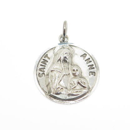 CHAPEL 925 Sterling Silver Vintage St. Anne Religious Medal Charm Pendant