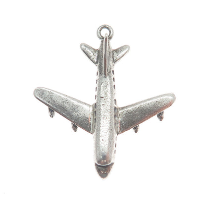 DANECRAFT 925 Sterling Silver Antique Retro Airplane 3D Charm Pendant