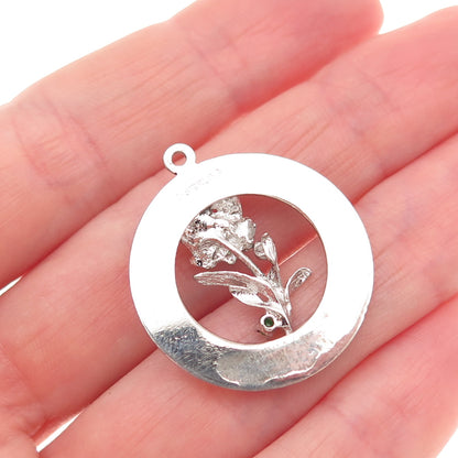 Elco 925 Sterling Silver Vintage Rhinestone I Love You Flower Charm Pendant