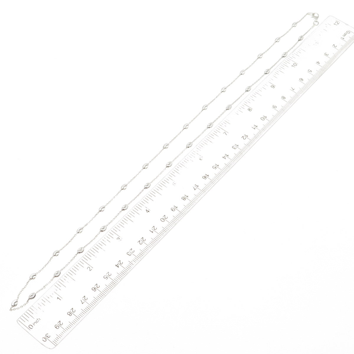 925 Sterling Silver Italy Diamond-Cut Beads Station Cable Chain Necklace 24"