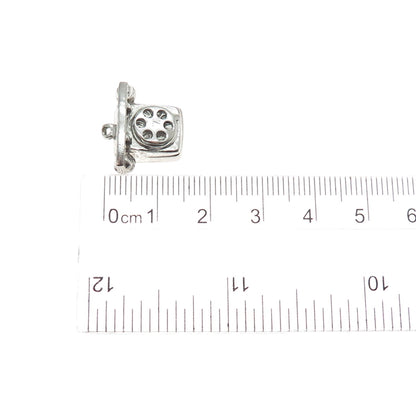 M&M MARK MERCY 925 Sterling Vintage Retro Rotary Phone Movable Mini 3D Pendant