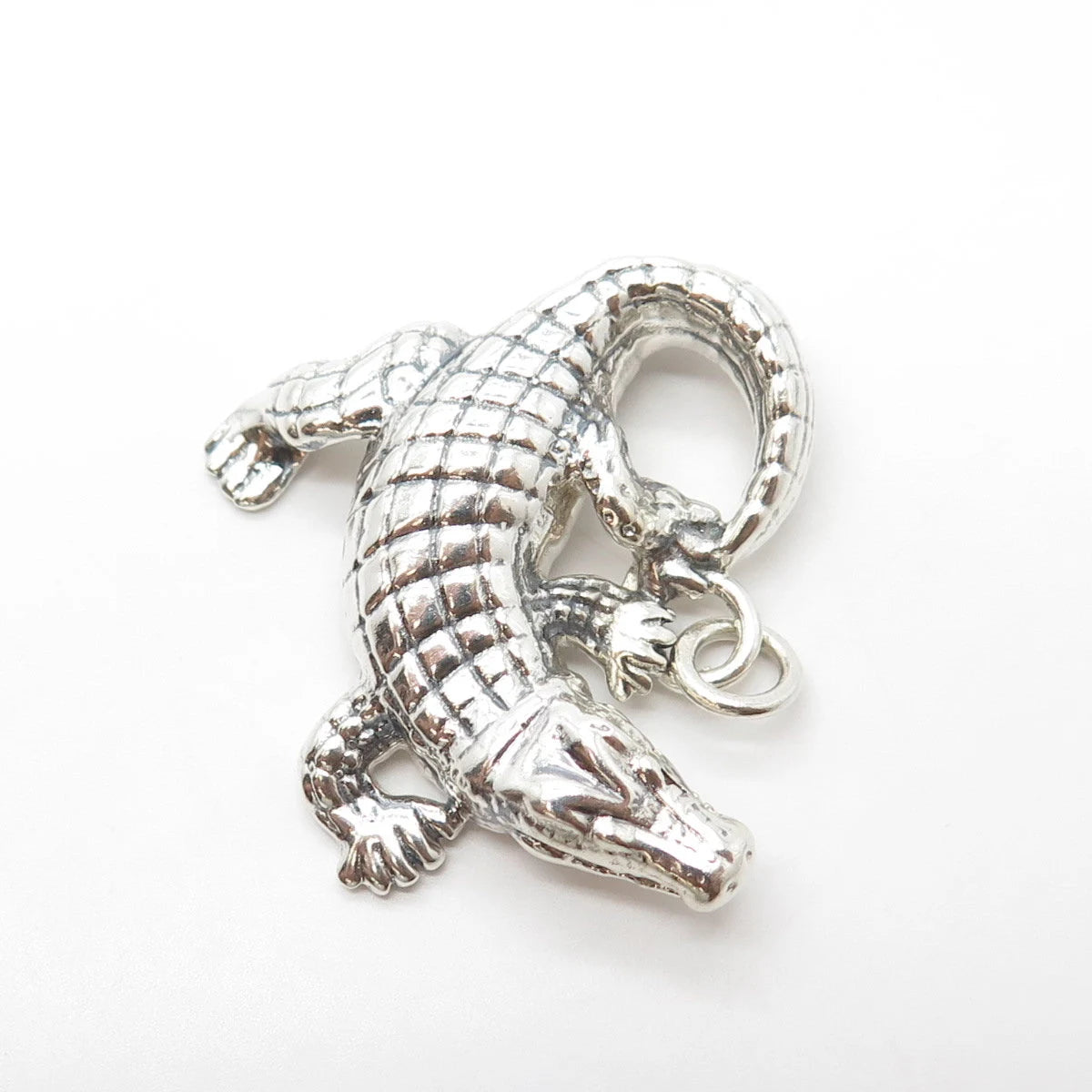 925 Sterling Silver Vintage Crocodile Pendant