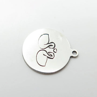 925 Sterling Silver USA Two In Town Swan Bird Charm Pendant