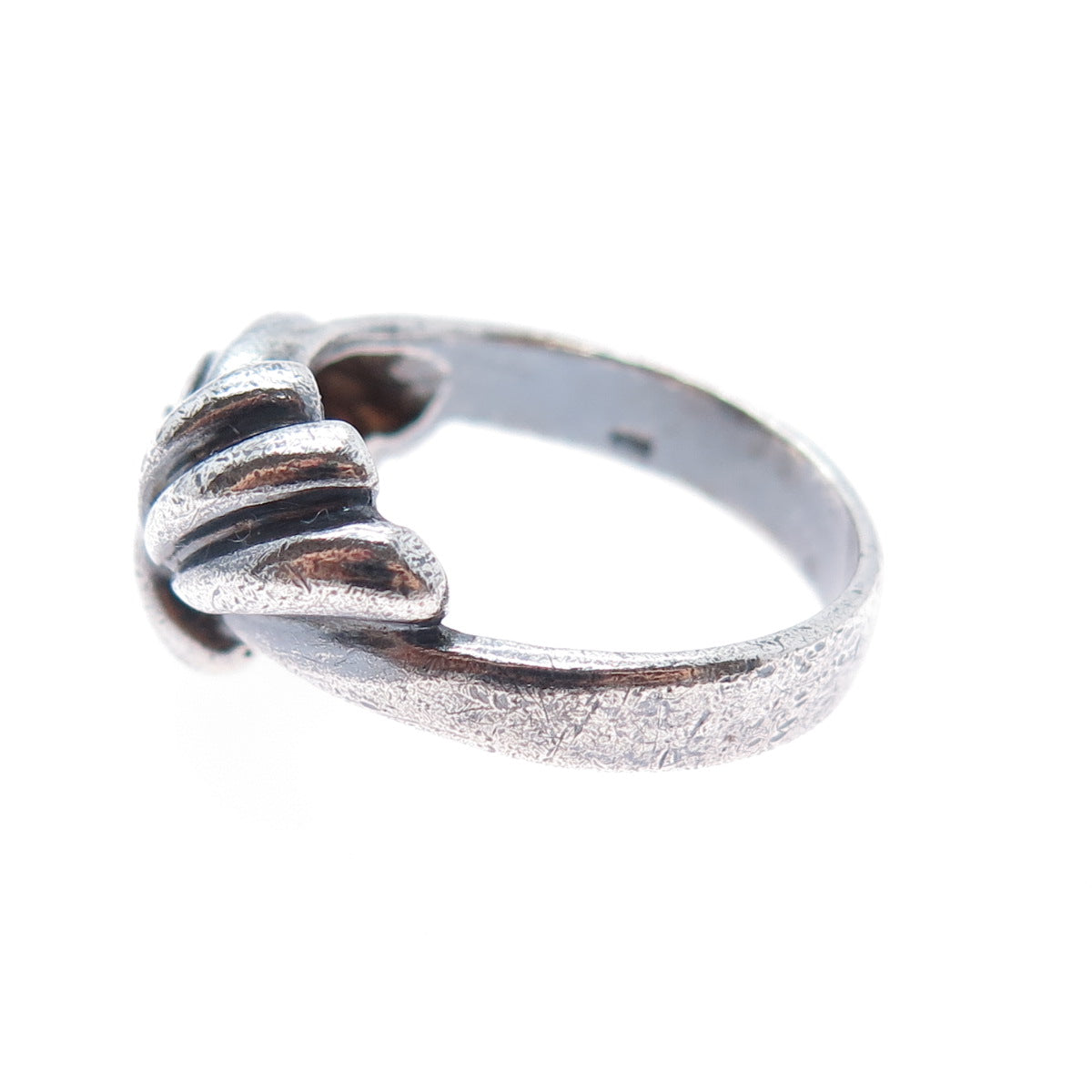 925 Sterling Silver Vintage Modernist Twisted Oxidized Ring Size 9