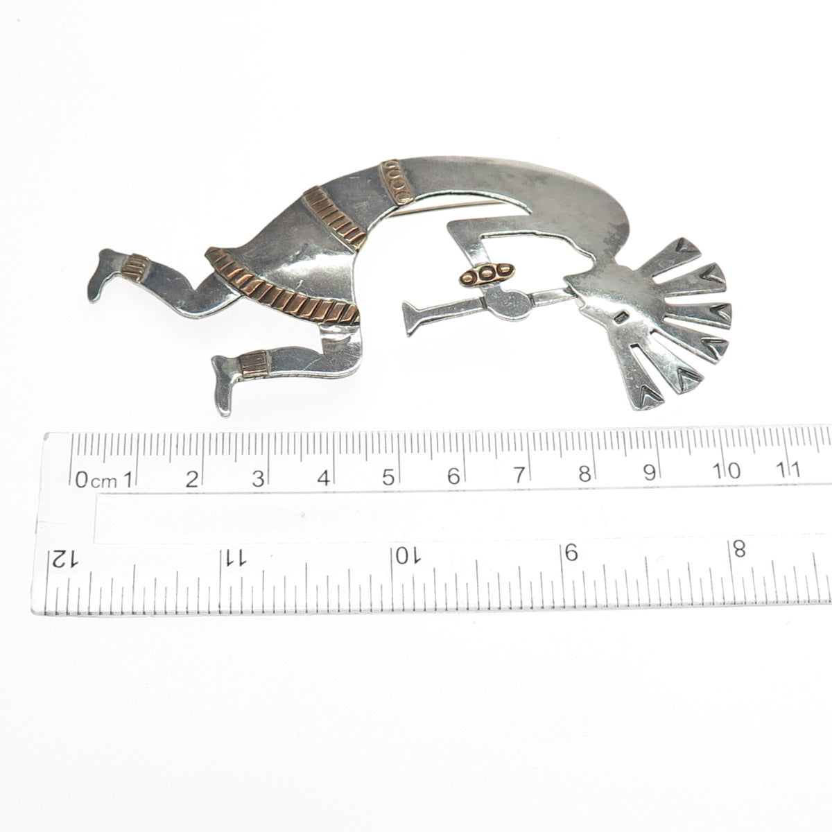 Sensa Eustace Zuni Old Pawn 925 Sterling 12K Gold Filled Kokopelli Pin Pendant