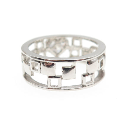 925 Sterling Silver Heart-Cut C Z Check Band Ring Size 9.25