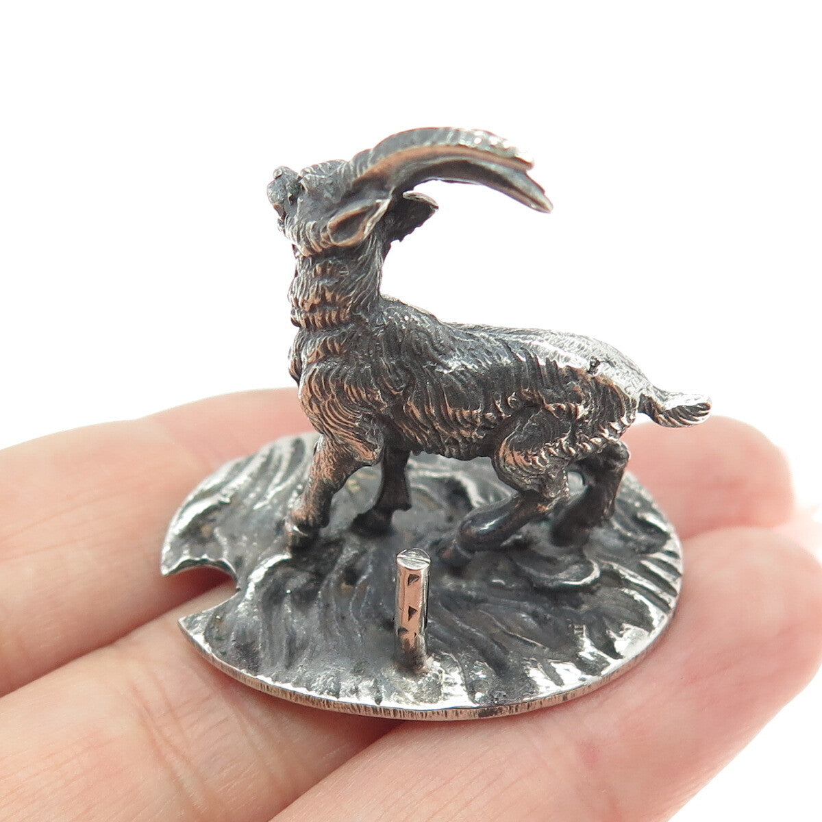 FRANCESCO CAPUTO 800 Silver Antique Italy Goat Oxidized Miniature Figurine