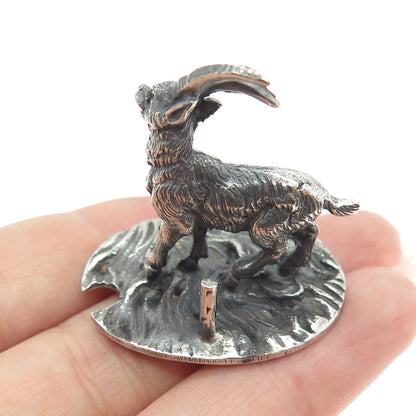 FRANCESCO CAPUTO 800 Silver Antique Italy Goat Oxidized Miniature Figurine