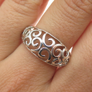 NEVADA 925 Sterling Silver Vintage Swirl Ring Size 9.25