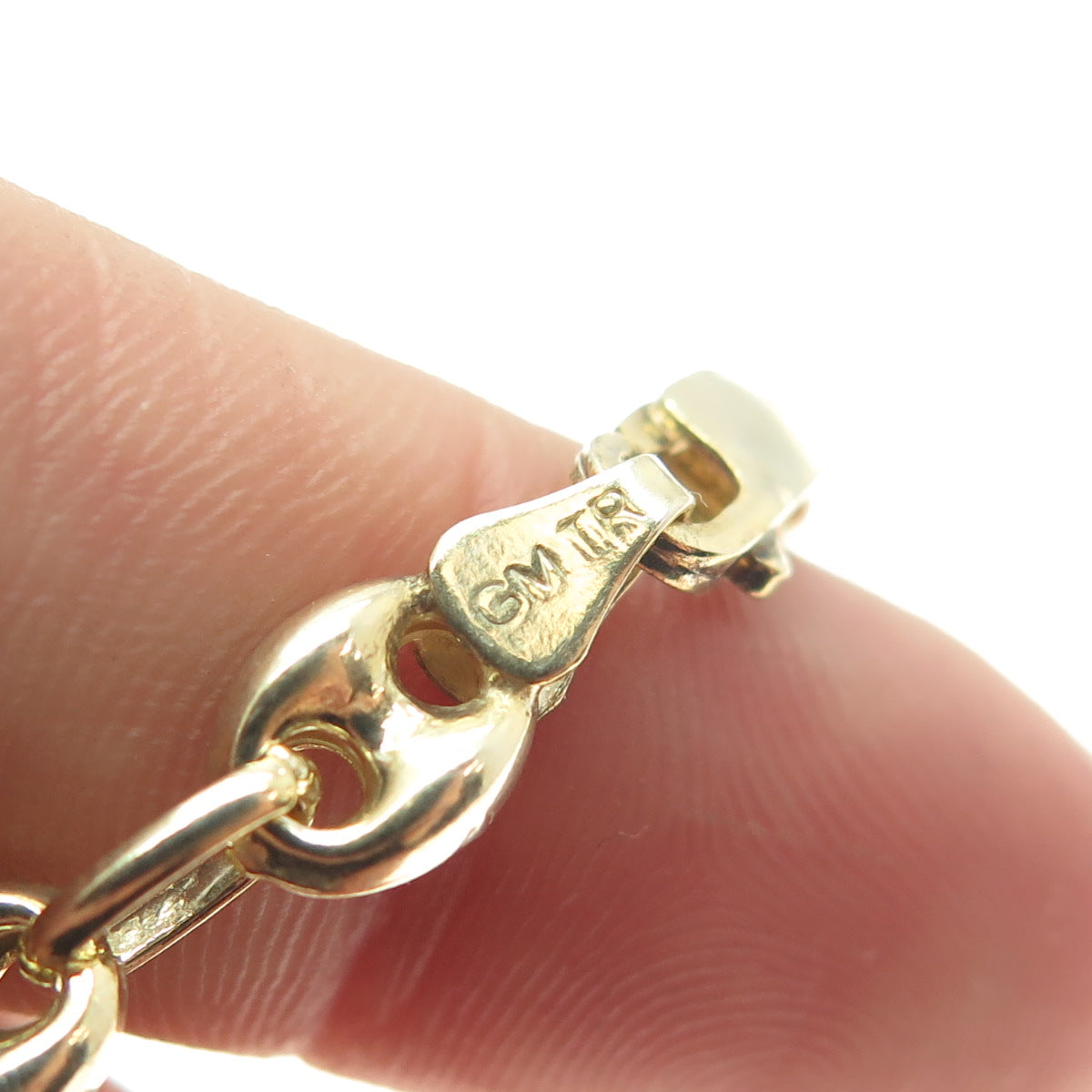 925 Sterling Silver Gold Plated Anchor Mariner Chain Necklace 17"