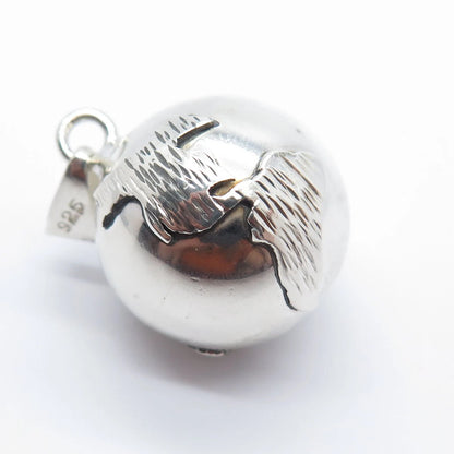 925 Sterling Silver Vintage Mexico Globe Harmony Ball Pendant