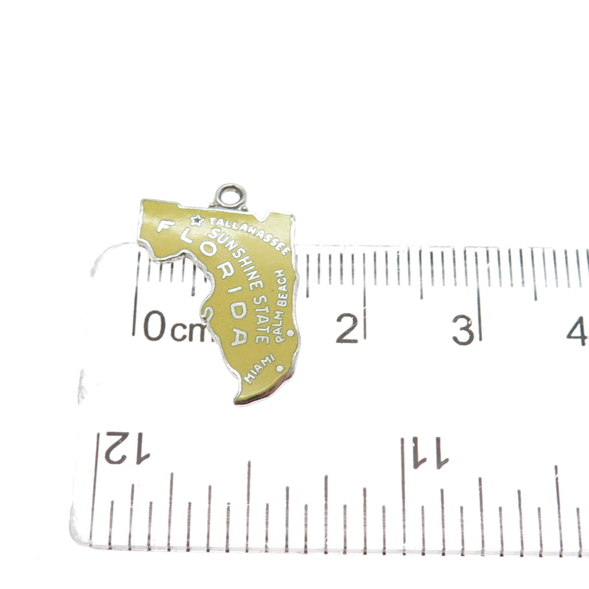 GRIFFITH & SONS CO. 925 Sterling Silver Vintage Enamel Florida Map Mini Pendant