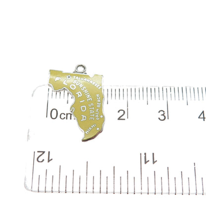 GRIFFITH & SONS CO. 925 Sterling Silver Vintage Enamel Florida Map Mini Pendant