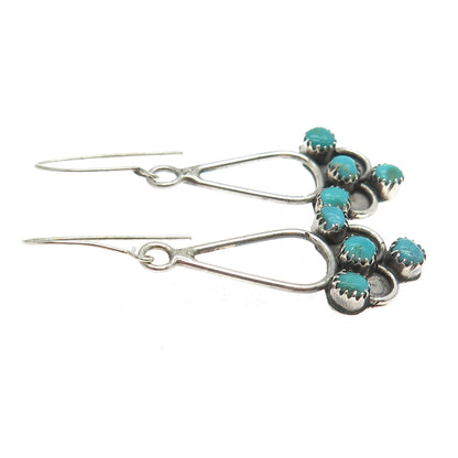 Old Pawn 925 Sterling Vintage Southwestern Turquoise Snake Eye Dangle Earrings