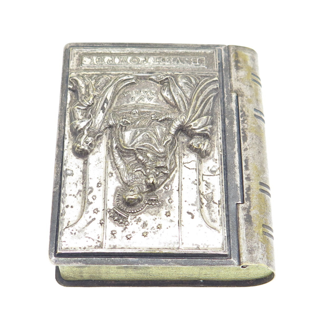 Antique Victorian 2-Tone Ave Maria B.V. Di Pompei Rosary Book Box